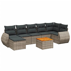 Maison Chic Salon de jardin 8 pcs avec coussins | Ensemble de Table et chaises | Mobilier d'Extérieur gris résine tressée -GKD92263