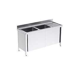 Plonge Inox Double avec Portes et Egouttoir Gamme 600 - Distform