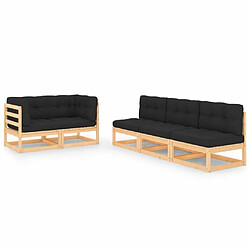 Maison Chic Salon de jardin 5 pcs + coussins - Mobilier/Meubles de jardin - Table et chaises d'extérieur Bois de pin massif -MN48925