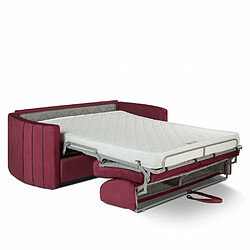 Avis Inside 75 Canapé lit express CAPRI couchage 120 cm sommier lattes matelas 16 cm accoudoirs stylisés velours bordeaux