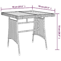 Maison Chic Table de jardin | Table d'extérieur Noir 70x70x72 cm Résine tressée et acacia -GKD30974 pas cher