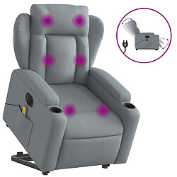 vidaXL Fauteuil inclinable de massage électrique Gris clair Tissu