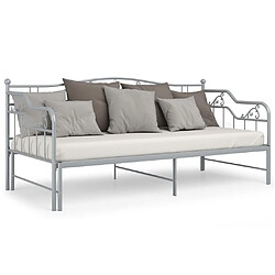 Avis vidaXL Cadre de canapé-lit extensible sans matelas gris métal 90x200cm