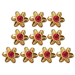 Avis 10pcs plastique fleur rivets goujons pour vêtements chaussures sacs décor 19mm rouge