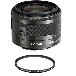 CANON EF-M 15-45mm F3.5-6.3 IS STM Black (White Box) + HOYA 49mm PRO 1D Protector