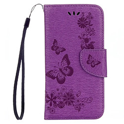 Wewoo Housse Étui Violet pour Samsung Galaxy A7 2017 / A720 papillons gaufrage en cuir flip horizontal avec support & Slots de cartes Portefeuille & Longe