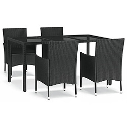 vidaXL Ensemble à manger de jardin coussins 5pcs Noir Résine tressée