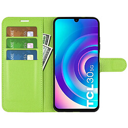 Etui en PU texture litchi avec support, vert pour votre TCL 30 5G