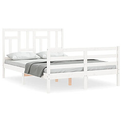 Maison Chic Lit adulte - Cadre Structure de lit avec tête de lit Contemporain blanc 120x200 cm bois massif -MN79469