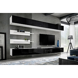 Paris Prix Meuble TV Mural Design Fly VI 320cm Noir & Blanc