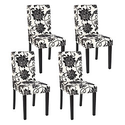 Decoshop26 Lot de 4 chaises de salle à manger en tissu imprimé blanc&noir pieds foncés CDS04122