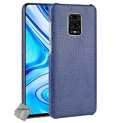 Htdmobiles Coque rigide simili cuir crocodile pour Xiaomi Redmi Note 9 Pro + film ecran - BLEU FONCE