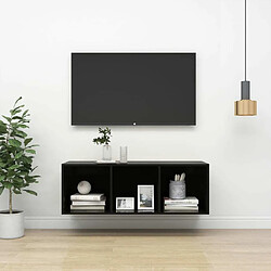 Maison Chic Meuble TV scandinave mural Banc TV suspendu pour salon - Noir brillant 37x37x107 cm Aggloméré -MN39891