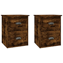 Maison Chic Lot de 2 Tables de Chevet murales - Tables de Nuit chêne fumé 41,5x36x53 cm