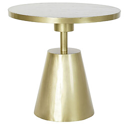 Pegane Table d'appoint en marbre et fer coloris blanc doré - diamètre 60 x hauteur 58 cm