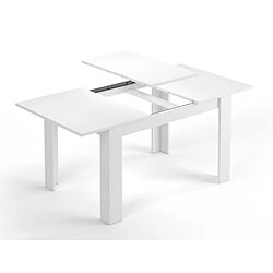 Table à manger extensible en mélamine coloris blanc brillant - Dim : L140 x P90 x H78 cm -PEGANE-