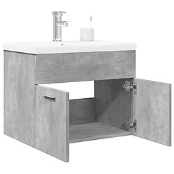 vidaXL Armoire lavabo de salle de bain avec bassin intégré gris béton 