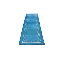 Avis Vidal Tapis de couloir en laine 287x79 bleu Darya