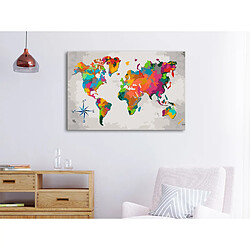 Decoshop26 Tableau à peindre soi-même peinture par numéros motif Carte du monde (avec rose des vents) 60x40 cm TPN110029