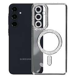 Avizar Coque Diamant pour Samsung Galaxy A55 MagSafe Contour Strass Noir