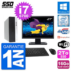 PC HP ProDesk 400 G4 SFF Ecran 27" Core i7-6700 RAM 16Go SSD 2To Windows 10 Wifi - Occasion