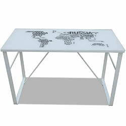 Helloshop26 Bureau table meuble travail informatique rectangulaire avec motif de carte du monde 0502064