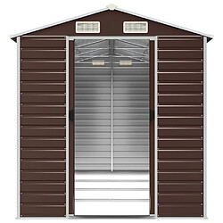 Avis Helloshop26 Abri de jardin cabane cabanon maison de stockage remise extérieur hangar outils robuste 191 x 385 x 198 cm acier galvanisé marron 02_0022271