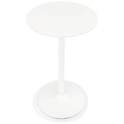 Avis Alterego Table haute ronde 'IDALGO' en bois et métal blanc - Ø 60 cm