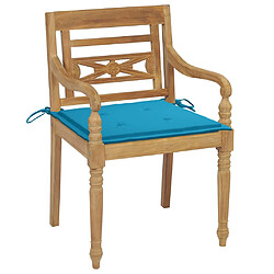 vidaXL Chaises Batavia lot de 2 et coussins bleus Bois de teck massif