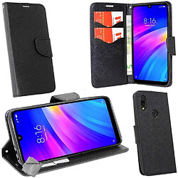 Htdmobiles Housse etui portefeuille pour Xiaomi Redmi 7 + film ecran - NOIR / NOIR