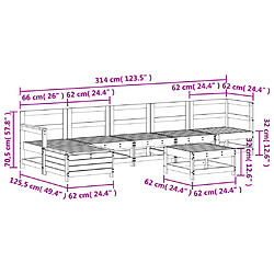 vidaXL Salon de jardin 7 pcs Blanc Bois de pin massif pas cher