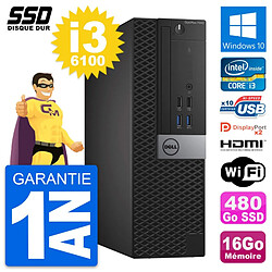 PC Dell OptiPlex 7040 SFF Intel i3-6100 RAM 16Go SSD 480Go HDMI Windows 10 Wifi - Occasion