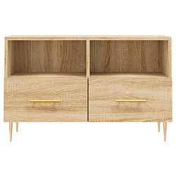 Maison Chic Meuble TV scandinave - Banc TV pour salon Chêne sonoma 80x36x50 cm Bois d'ingénierie -MN99403 pas cher