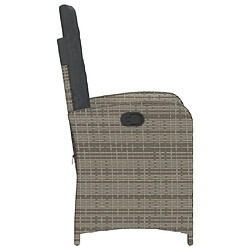 Acheter vidaXL Chaise inclinable de jardin avec coussins gris résine tressée