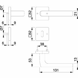 Hoppe 3675302 Dallas Poignée de porte WC sur rosace en acier inoxydable mat