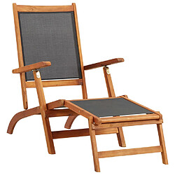 Helloshop26 Chaise longue transat d'extérieur bois d'acacia massif et textilene 02_0011890 