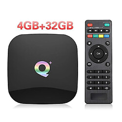 Universal Q Plus Smart TV Box 9.0 TV Box 4GB RAM 32GB/64GB ROM Quad Core H.265 USB3.0 2.4G WiFi Décodeur Lecteur multimédia 4K (prise US)