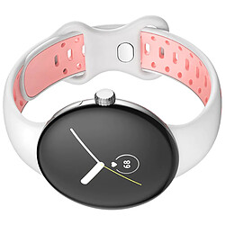 Avizar Bracelet pour Google Pixel Watch Silicone Bicolore Souple Blanc / Rose