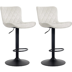 Decoshop26 Lot de 2 tabourets de bar en tissu velours crème pieds en métal noir hauteur réglable pivotant TDB10726