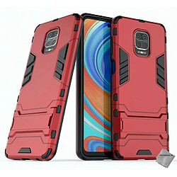 Htdmobiles Coque rigide anti choc pour Xiaomi Redmi Note 9 Pro + film ecran - ROUGE