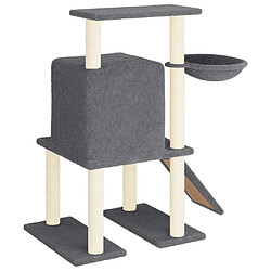 Arbre à chat avec griffoirs,niche pour chat en sisal gris foncé 96,5 cm -MN70698 pas cher