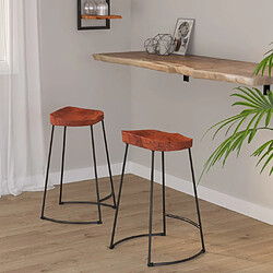 vidaXL Tabourets de bar Gavin lot de 2 45x40x63cm bois massif manguier