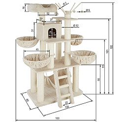 Helloshop26 Arbre à chat 195 cm beige/blanc 3708082 pas cher