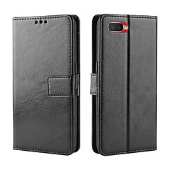 Wewoo Housse Coque Pour Oppo Reno Une rétro en cuir avec une texture de Crazy Horse et une porte fentes cartes et cadre photo Noir