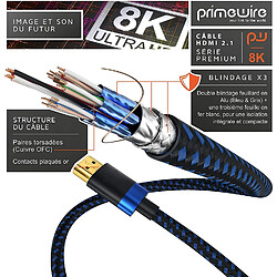 Primewire ? Câble HDMI 2.1 de 2m - 8k @ 30Hz - 8k @ 120Hz DSC - 4k @144Hz - @240Hz DSC - UHD II - HDMI 2.1, 2.0a et 2.0b - 3D - Haut débit Ethernet - VVR - Dynamic HDR 10+ - eARC - Dolby Vision pas cher