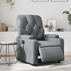 vidaXL Fauteuil de massage inclinable électrique gris similicuir