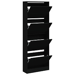 Maison Chic Armoire à chaussures | Meuble de rangement à chaussures Meuble d'Entrée noir 60x21x163,5 cm bois d'ingénierie -MN80611