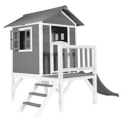 AXI Maison Enfant Beach Lodge XL en Gris avec Toboggan en Gris | Maison de Jeux en Bois FFC pour les Enfants | Maisonnette / Cabane en Bois