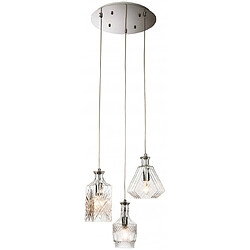 Luminaire Center Suspension 3 ampoules Decanter, chrome et verre