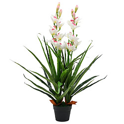 vidaXL Plante artificielle Orchidée Cymbidium avec pot 100 cm Vert